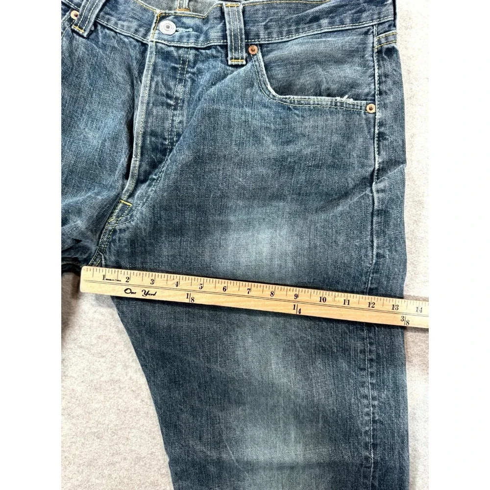 Levi's 501 Original Jeans Mens 36x32 Blue Denim Grunge Button Fly Straight Leg